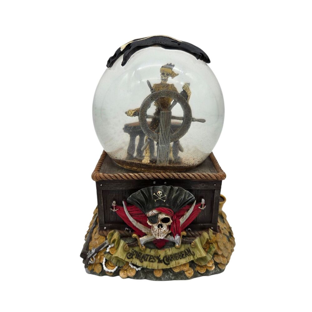 VTG 2002 Disney Parks Pirates of the Caribbean 7" Snow Globe Disneyland Sticker